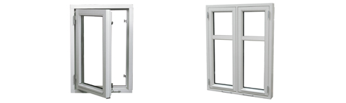Uldal sidehengslet vindu i tre sett fra innsiden og utsiden